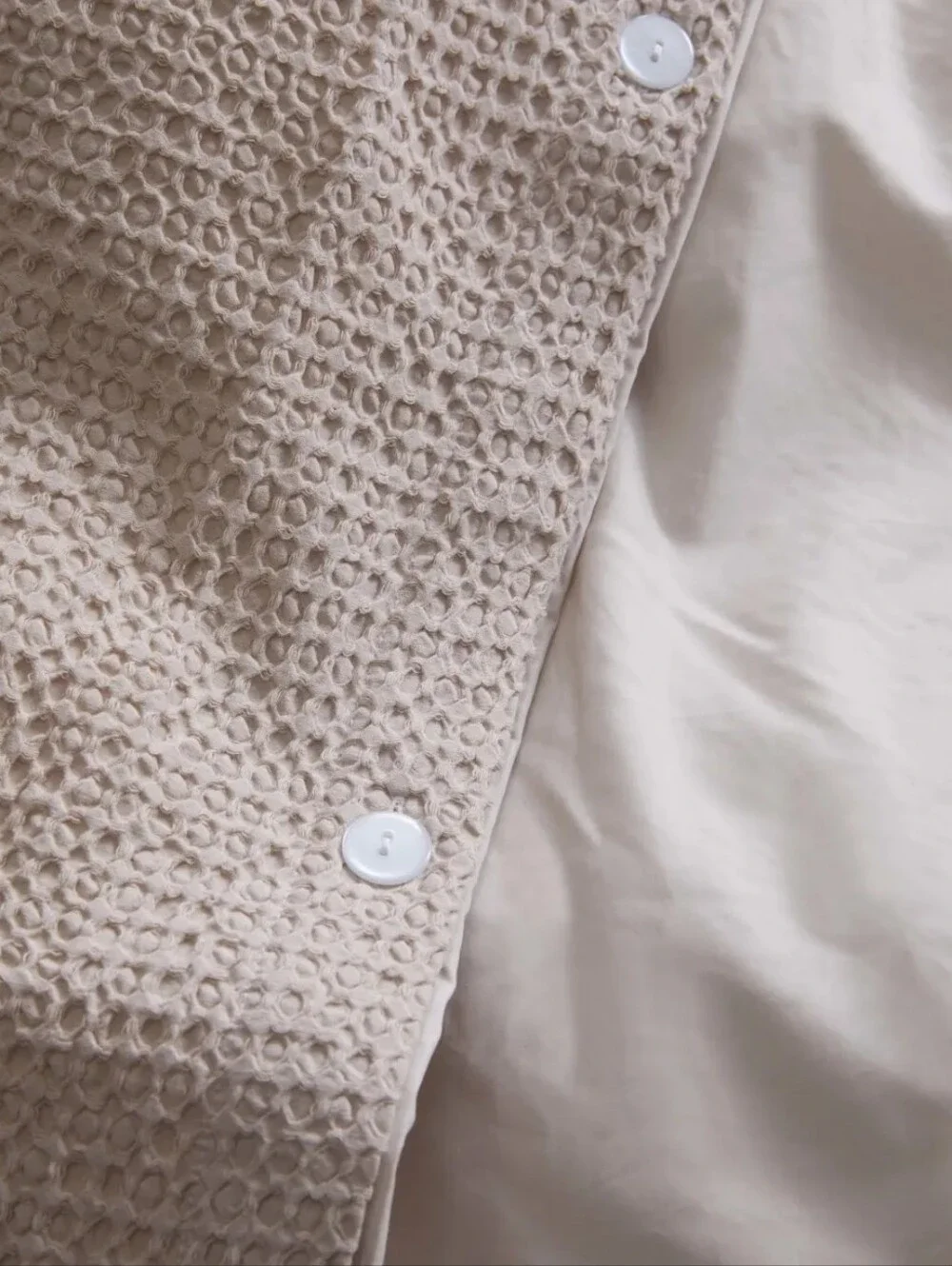 Quince Organic Luxe Honeycomb Waffle Duvet Cover Sand King Cal King EUC